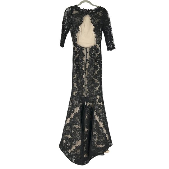Alice + Olivia Jae Black Lace Open Back Maxi Gown - Picture 4 of 13